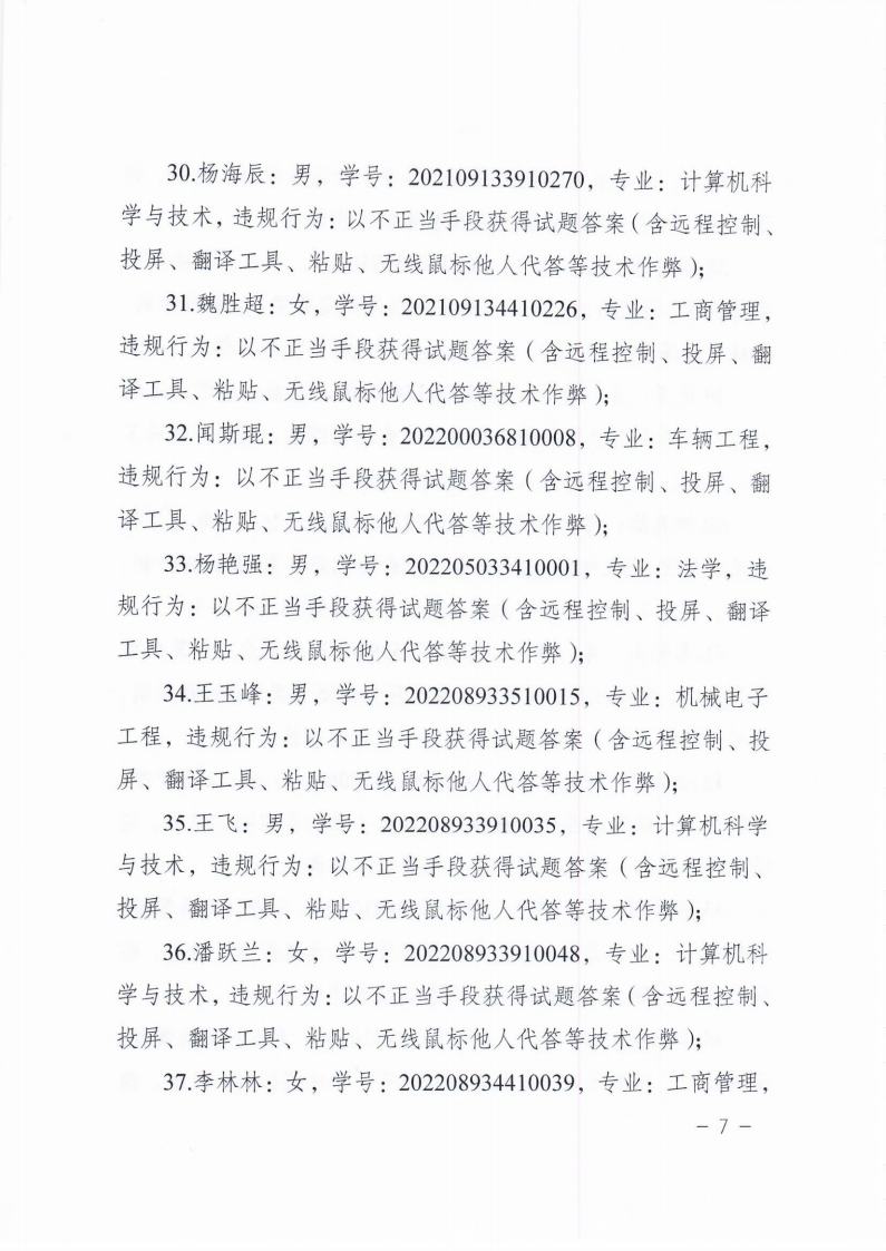 关于对在2024年4月试点高校网络教育部分公共基础全国统一考试中违规学生的处理决定jpg_Page7.jpg